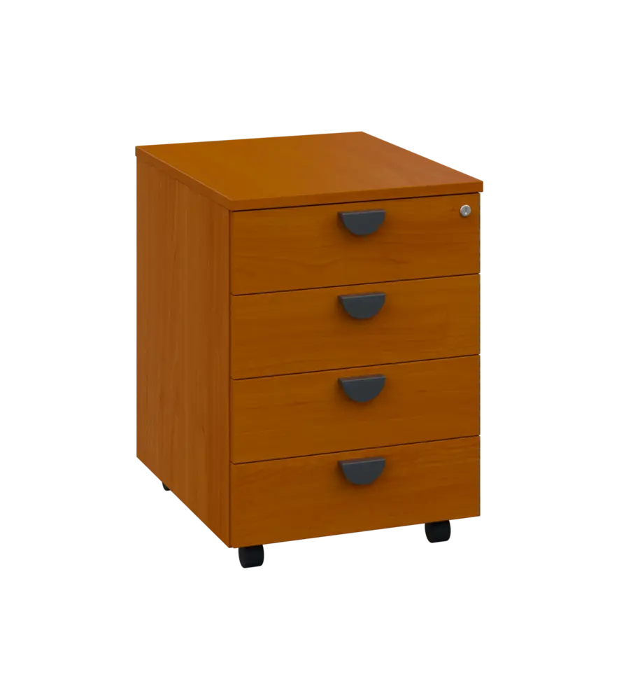 TKC - 01 kontejner pojízdný, 4-zásuvkový, deska 18 mm, centrální zámek, třešeň šumavská